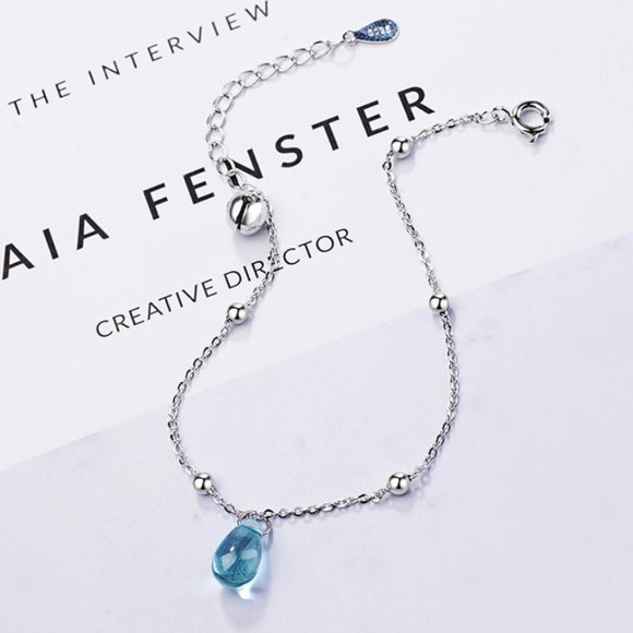 NEW 925 Sterling Silver Crystal Waterdrop Bracelet - Picture 3 of 6